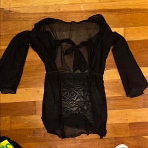 Black Sheer Long Sleeve swimsuit coverup Top